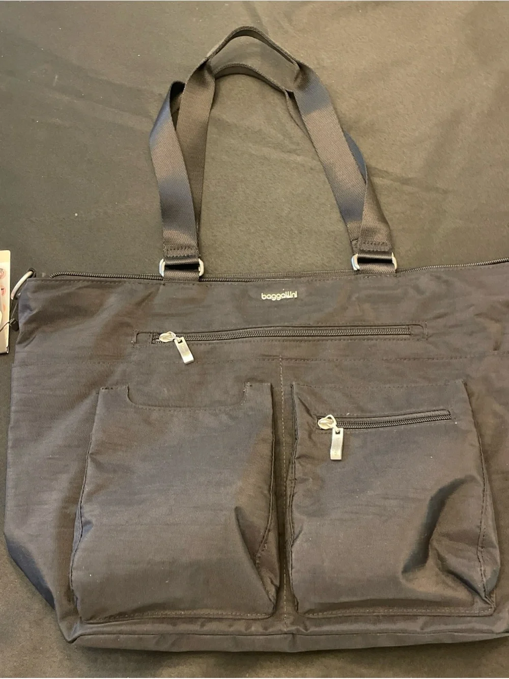 Baggallini Black Nylon Messenger Bag with Front Pockets
